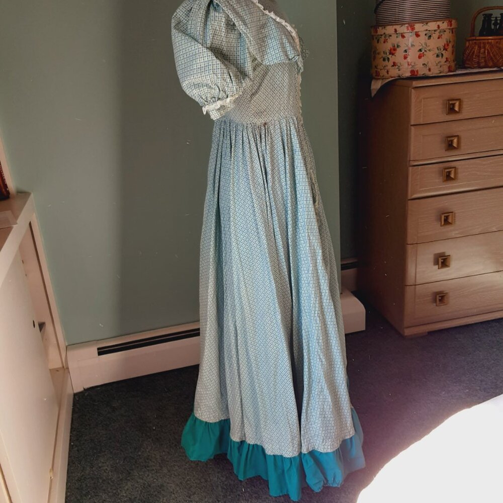 1970's Handmade Prairie Pioneer Dress Woman costume reenactment drawstring purse - Picture 4 of 7